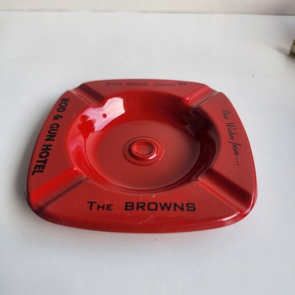 Vintage Iron Bridge Ontario Rod & Gun Hotel Ashtray The Browns Advertising... - Picture 3 of 6